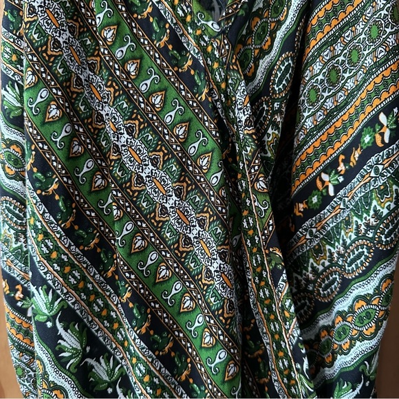 Wrap Around V Neck Racerback Tank Top Bohemian Green Orange Black White XL - Picture 2 of 9